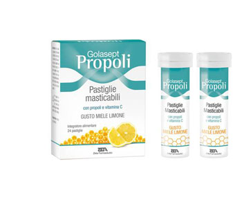 GOLASEPT PROPOLI 24 COMPRESSE MASTICABILI MIELE LIMONE - Farmacia Artemisia di Montecuollo Dott. Angelo snc