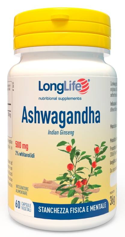 LONGLIFE ASHWAGANDHA 60 CAPSULE 500 MG - Farmacia Artemisia di Montecuollo Dott. Angelo snc