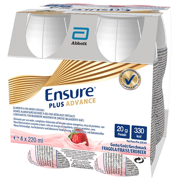ENSURE PLUS ADVANCE FRAGOLA 4 BOTTIGLIE DA 220 ML - Farmacia Artemisia di Montecuollo Dott. Angelo snc