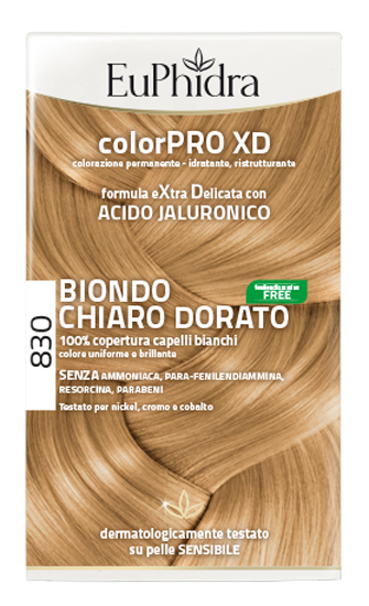EUPHIDRA COLORPRO XD 830 BIONDO CHIARO DORATO GEL COLORANTE CAPELLI IN FLACONE + ATTIVANTE + BALSAMO + GUANTI - Farmacia Artemisia di Montecuollo Dott. Angelo snc