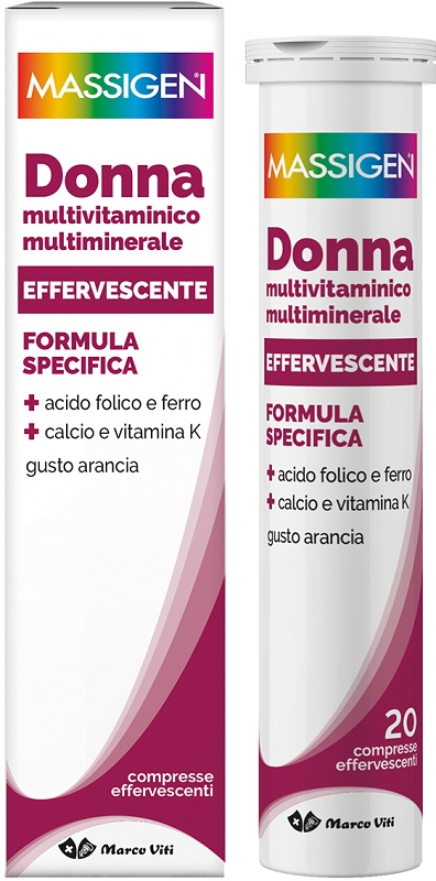MASSIGEN DONNA MULTIVITAMINICO E MULTIMINERALE EFFERVESCENTE 20 COMPRESSE - Farmacia Artemisia di Montecuollo Dott. Angelo snc