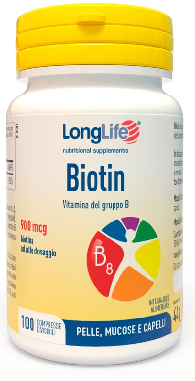 LONGLIFE BIOTIN 900 MCG 100 COMPRESSE - Farmacia Artemisia di Montecuollo Dott. Angelo snc