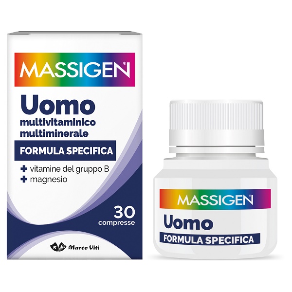 MASSIGEN UOMO MULTIVITAMINICO E MULTIMINERALE 30 COMPRESSE RIVESTITE - Farmacia Artemisia di Montecuollo Dott. Angelo snc