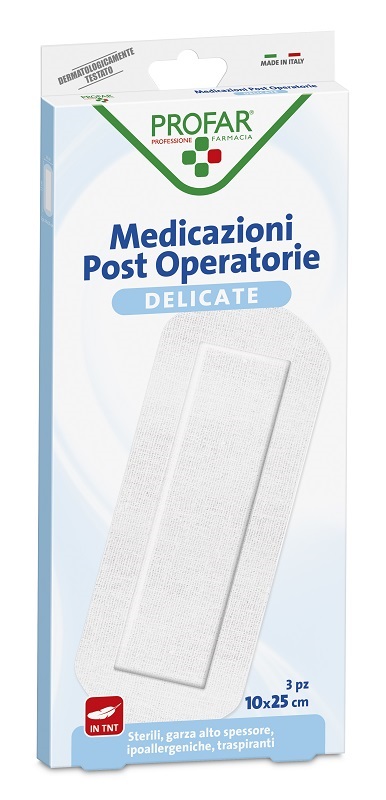 MEDICAZIONE POST OPERATORIA STERILE GARZA ANTIADERENTE 10X25 CM 3 PEZZI PROFAR - Farmacia Artemisia di Montecuollo Dott. Angelo snc