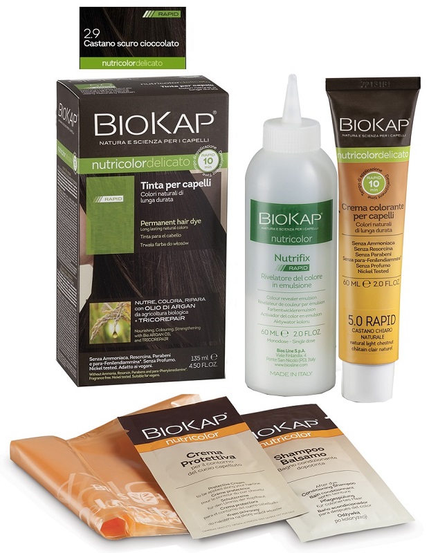 BIOS LINE  BIOKAP NUTRICOLOR DELICATO RAPID TINTA 2,9 CASTANO SCURO CIOCCOLATO 135 ML - Farmacia Artemisia di Montecuollo Dott. Angelo snc