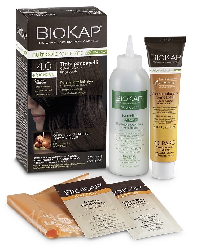 BIOS LINE  BIOKAP NUTRICOLOR DELICATO RAPID TINTA 4,00 CASTANO NATURALE 135 ML - Farmacia Artemisia di Montecuollo Dott. Angelo snc