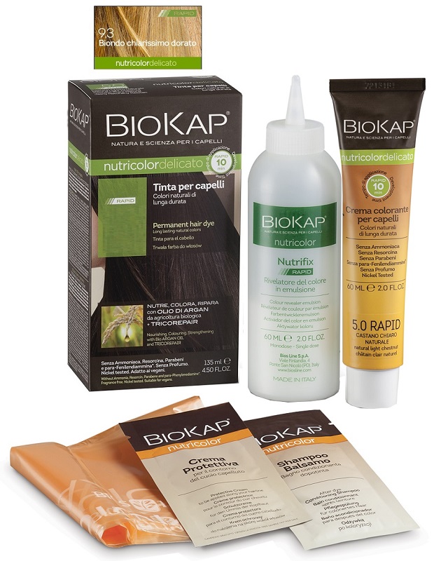 BIOS LINE  BIOKAP NUTRICOLOR DELICATO RAPID TINTA 9,3 BIONDO CHIARISSMO DORATO 135 ML - Farmacia Artemisia di Montecuollo Dott. Angelo snc