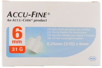 AGO PER PENNA DA INSULINA ACCU-FINE PEN NEEDLE ACCU-CHEK GAUGE 31 X 6MM 100 PEZZI - Farmacia Artemisia di Montecuollo Dott. Angelo snc