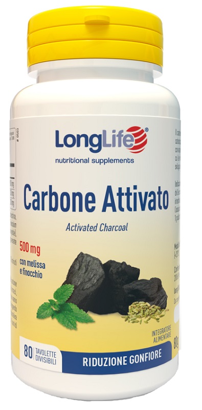 LONGLIFE CARBONE ATTIVATO 80 TAVOLETTE DIVISIBILI - Farmacia Artemisia di Montecuollo Dott. Angelo snc