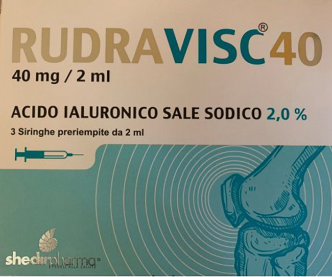 SIRINGA INTRA-ARTICOLARE RUDRAVISC 40 HC ACIDO IALURONICO SALE SODICO 40 MG 2 ML 3 PEZZI - Farmacia Artemisia di Montecuollo Dott. Angelo snc