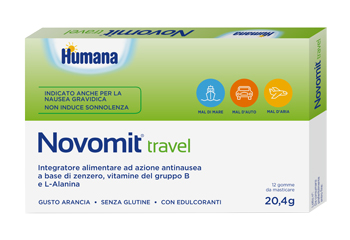 NOVOMIT TRAVEL 12 GOMME DA MASTICARE GUSTO ARANCIA - Farmacia Artemisia di Montecuollo Dott. Angelo snc