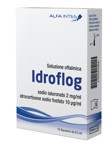 SOLUZIONE OFTALMICA IDROFLOG A BASE DI IALURONATO DI SODIO E IDROCORTISONE SODIO FOSFATO 15 FLACONCINI DA 0,5 ML - Farmacia Artemisia di Montecuollo Dott. Angelo snc