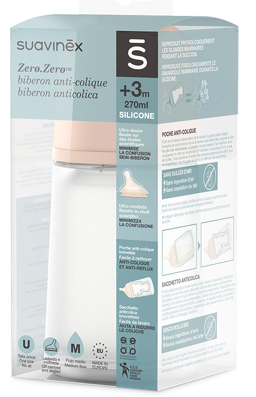 SUAVINEX ZERO ZERO BIBERON ANTICOLICA DA 270ML FLUSSO MEDIO - Farmacia Artemisia di Montecuollo Dott. Angelo snc