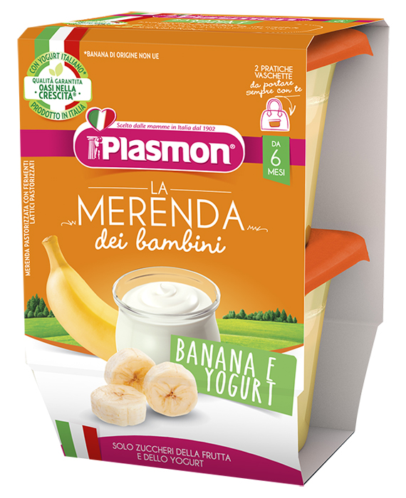 PLASMON LA MERENDA DEI BAMBINI SAPORI DI NATURA BANANA YOGURT ASETTICO 2 X 120 G - Farmacia Artemisia di Montecuollo Dott. Angelo snc