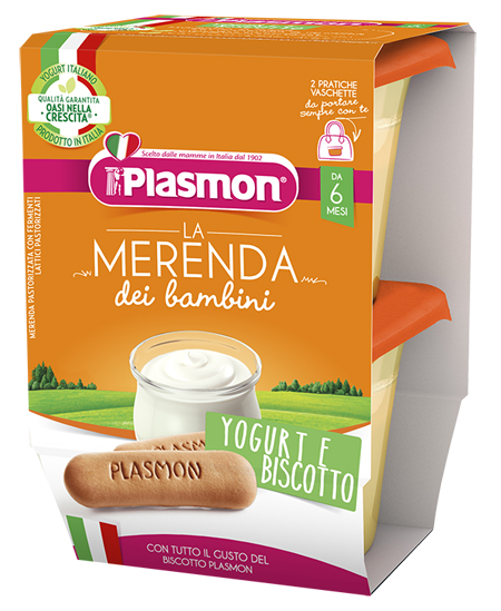 PLASMON LA MERENDA DEI BAMBINI SAPORE DI NATURA YOGURT BISCOTTO ASETTICO 2 X 120 G - Farmacia Artemisia di Montecuollo Dott. Angelo snc