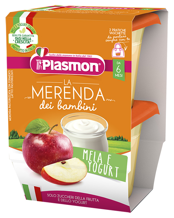 PLASMON LA MERENDA DEI BAMBINI SAPORI DI NATURA MELA YOGURT ASETTICO 2 X 120 G - Farmacia Artemisia di Montecuollo Dott. Angelo snc