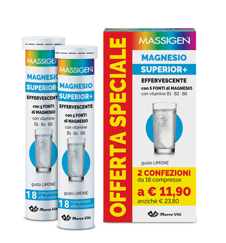 MASSIGEN MAGNESIO SUPERIOR 18+18 COMPRESSE EFFERVESCENTI - Farmacia Artemisia di Montecuollo Dott. Angelo snc
