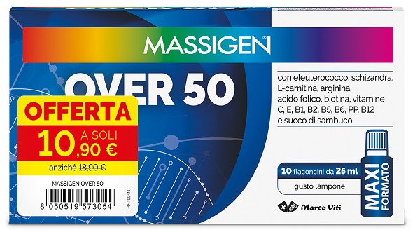 MASSIGEN OVER 50 10 FLACONCINI DA 25 ML 10,90 E - Farmacia Artemisia di Montecuollo Dott. Angelo snc