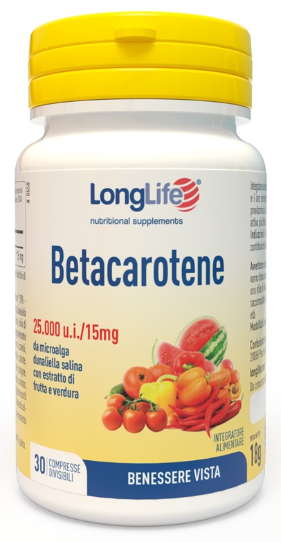 LONGLIFE BETACAROTENE 25000 UI 30 COMPRESSE - Farmacia Artemisia di Montecuollo Dott. Angelo snc