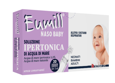 EUMILL NASO BABY SOLUZIONE IPERTONICA 20 CONTENITORI MONODOSE 5 ML - Farmacia Artemisia di Montecuollo Dott. Angelo snc