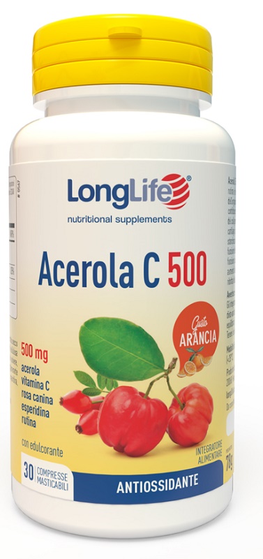 LONGLIFE ACEROLA C500 ARANCIA 30 COMPRESSE MASTICABILI - Farmacia Artemisia di Montecuollo Dott. Angelo snc