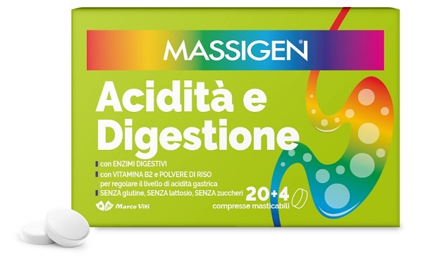 MASSIGEN ACIDITA' E DIGESTIONE 24 COMPRESSE MASTICABILI - Farmacia Artemisia di Montecuollo Dott. Angelo snc