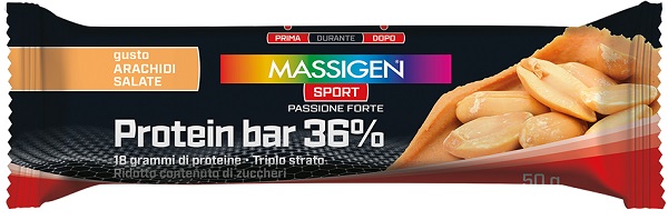 MASSIGEN SPORT PROTEIN BARRETTA 36% CARAMELLO SALATO 35 G - Farmacia Artemisia di Montecuollo Dott. Angelo snc