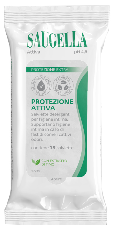 SAUGELLA ATTIVA SALVIETTINE 15 PEZZI - Farmacia Artemisia di Montecuollo Dott. Angelo snc