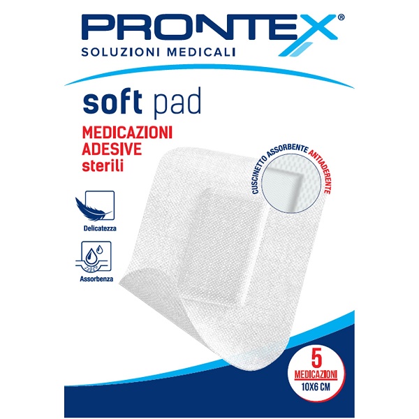 MEDICAZIONE ADESIVA STERILE PRONTEX SOFT PAD 10X6 CM 5 PEZZI - Farmacia Artemisia di Montecuollo Dott. Angelo snc