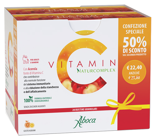 VITAMIN C NATURCOMPLEX 20 BUSTINE GRANULARI CONFEZIONE SPECIALE 1+1 - Farmacia Artemisia di Montecuollo Dott. Angelo snc