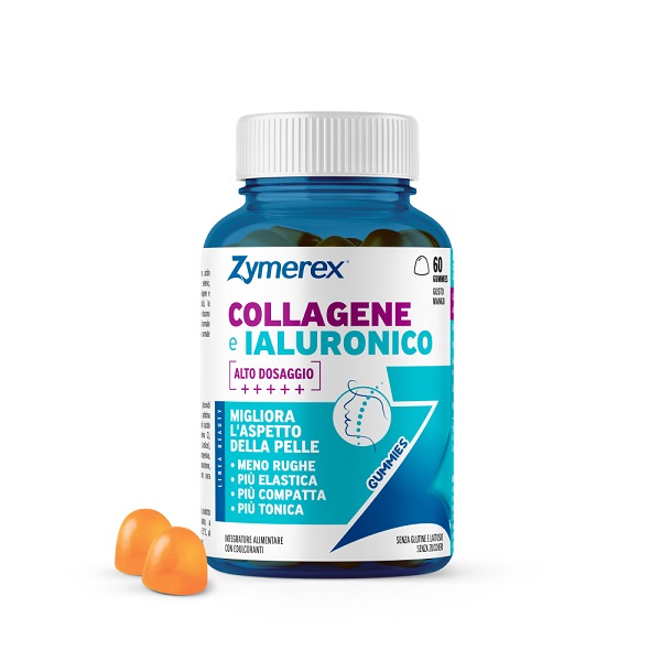 ZYMEREX COLLAGENE IALURONICO 60 GUMMIES GUSTO MANGO CON EDULCORANTI SENZA ZUCCHERI SENZA GLUTINE SENZA LATTOSIO - Farmacia Artemisia di Montecuollo Dott. Angelo snc