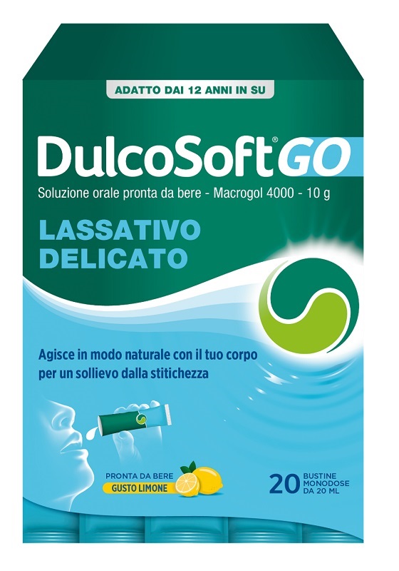 DULCOSOFT GO 20 BUSTINE DA 20 ML GUSTO LIMONE SENZA ZUCCHERO SENZA GLUTINE SENZA LATTOSIO - Farmacia Artemisia di Montecuollo Dott. Angelo snc