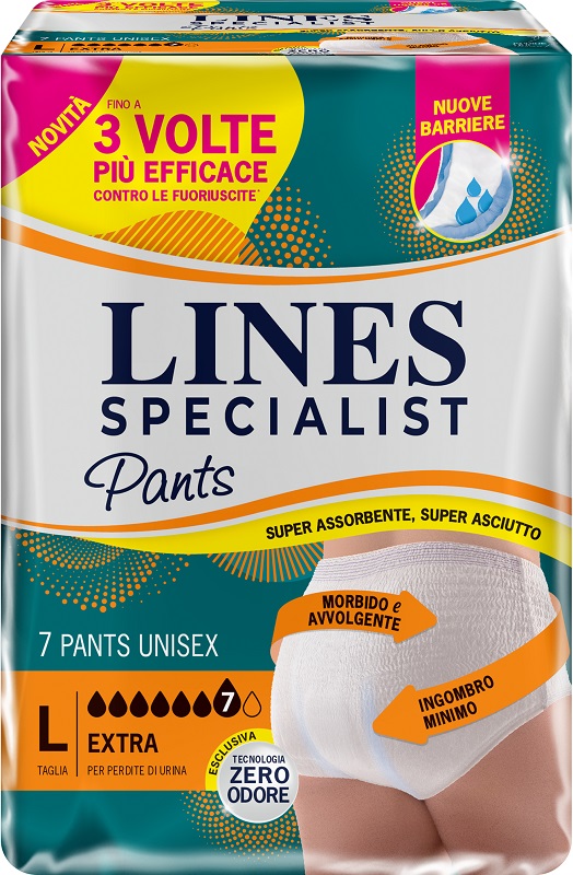 PANNOLONE PER INCONTINENZA LINES SPECIALIST PANTS EXTRA UNISEX L 7 PEZZI - Farmacia Artemisia di Montecuollo Dott. Angelo snc