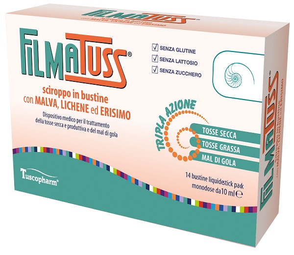 FILMATUSS SCIROPPO 14 BUSTINE LIQUID STICK PACK DA 10 ML - Farmacia Artemisia di Montecuollo Dott. Angelo snc