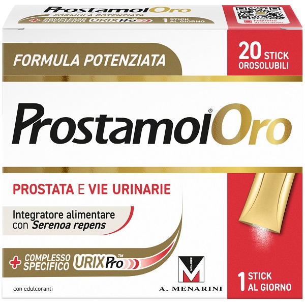 PROSTAMOL ORO 20 STICK OROSOLUBILI DA 1,6 G GUSTO FRUTTI ROSSI CON EDULCORANTI SENZA ZUCCHERI SENZA GLUTINE NATURALMENTE PRIVO DI LATTOSIO - Farmacia Artemisia di Montecuollo Dott. Angelo snc