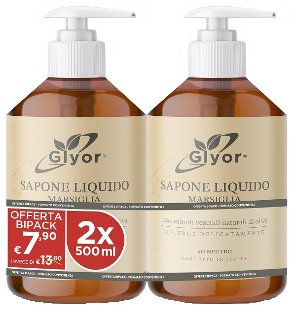GLYOR SAPONE LIQUIDO MARSIGLIA 500 ML BIPACK - Farmacia Artemisia di Montecuollo Dott. Angelo snc