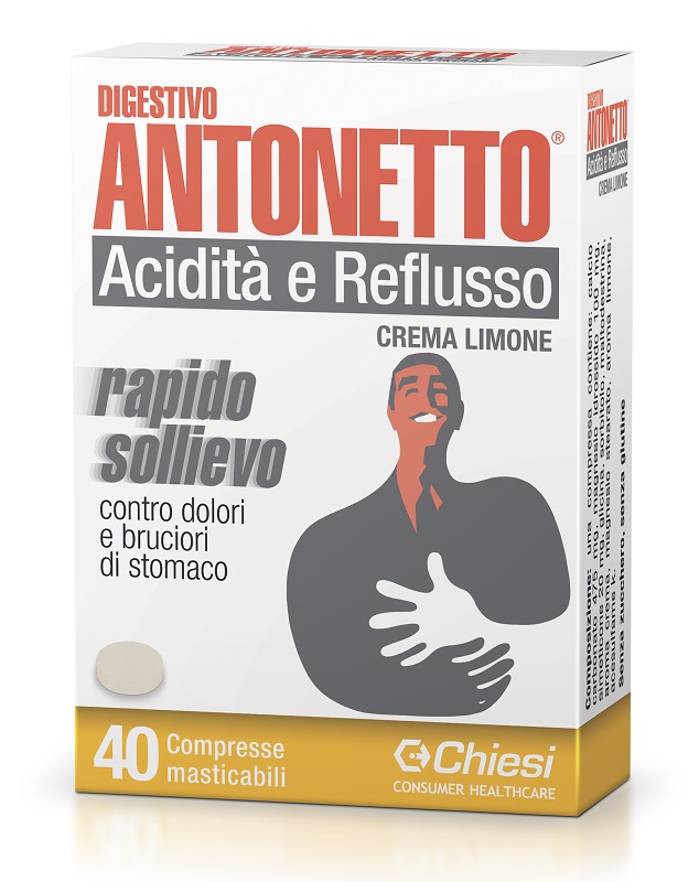 DIGESTIVO ANTONETTO ACIDITA' E REFLUSSO CREMA AL LIMONE 40 COMPRESSE MASTICABILI - Farmacia Artemisia di Montecuollo Dott. Angelo snc