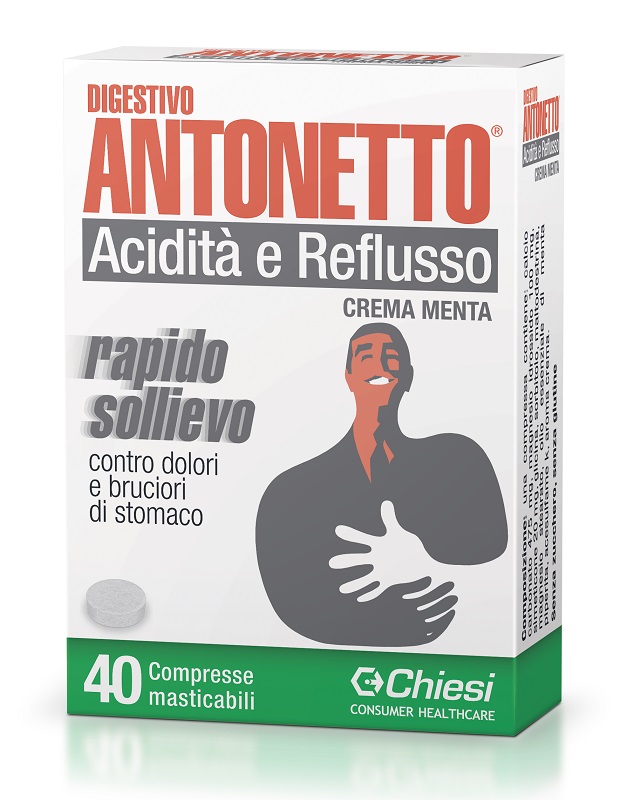 DIGESTIVO ANTONETTO ACIDITA' E REFLUSSO CREMA ALLA MENTA 40 COMPRESSE MASTICABILI - Farmacia Artemisia di Montecuollo Dott. Angelo snc