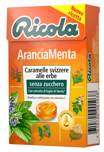 RICOLA ARANCIA MENTA SENZA ZUCCHERO 50 G - Farmacia Artemisia di Montecuollo Dott. Angelo snc