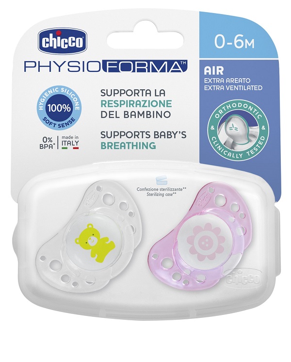 CHICCO SUCCHICCO AIR GIRL SILICONE 0-6 MESI 2 PEZZI - Farmacia Artemisia di Montecuollo Dott. Angelo snc