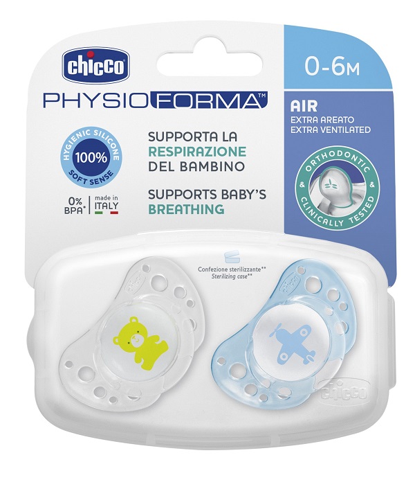 CHICCO SUCCHICCO AIR BOY SILICONE 0-6 MESI 2 PEZZI - Farmacia Artemisia di Montecuollo Dott. Angelo snc