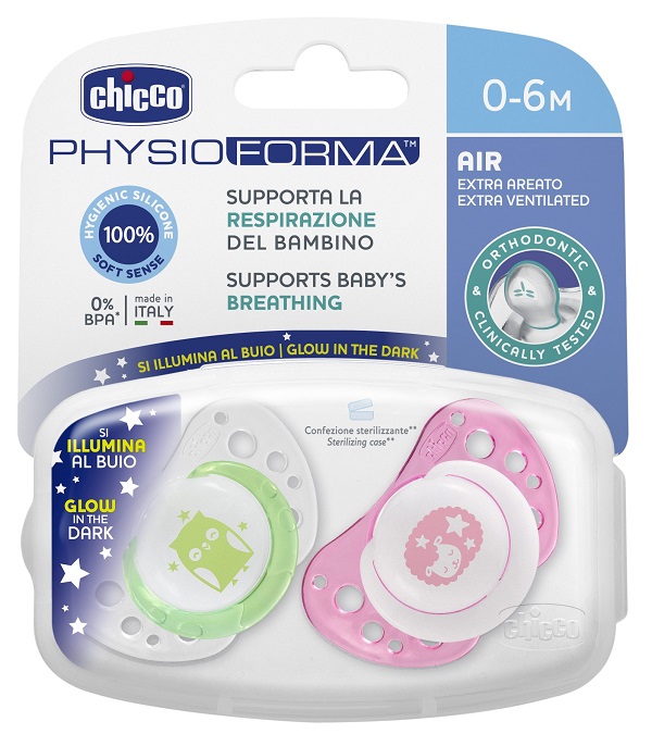 CHICCO SUCCHICCO AIR LUM SILICONE 0-6 MESI 2 PEZZI - Farmacia Artemisia di Montecuollo Dott. Angelo snc