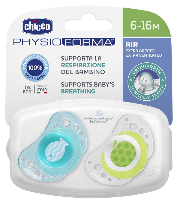CHICCO SUCCHIETTO AIR BOY IN SILICONE 6-16 MESI 2 PEZZI - Farmacia Artemisia di Montecuollo Dott. Angelo snc