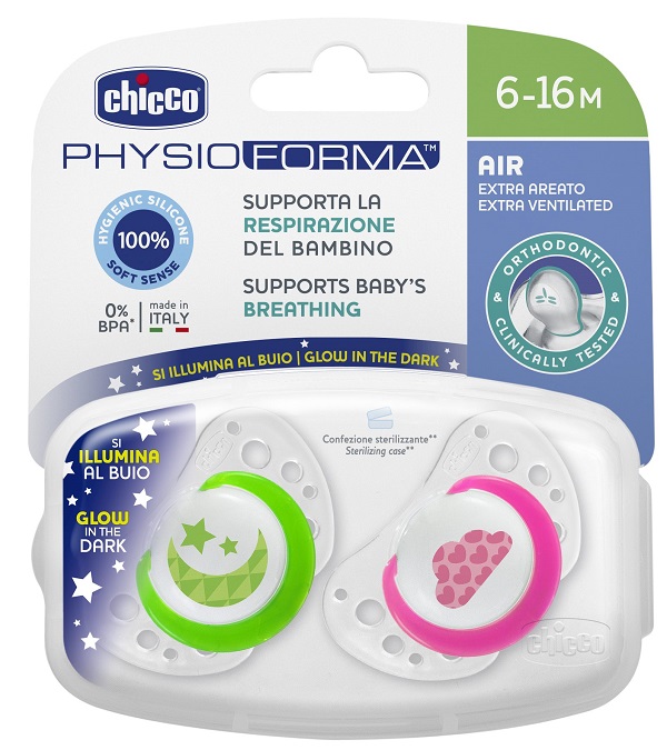 CHICCO SUCCHIETTO AIR LUMI IN SILICONE 6-16 MESI 2 PEZZI - Farmacia Artemisia di Montecuollo Dott. Angelo snc