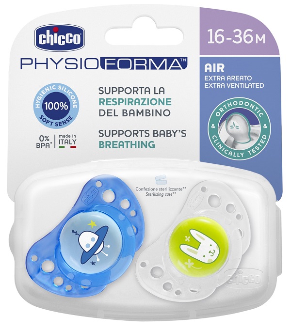 CHICCO SUCCHIETTO AIR BOY IN SILICONE 16-36 MESI 2 PEZZI - Farmacia Artemisia di Montecuollo Dott. Angelo snc