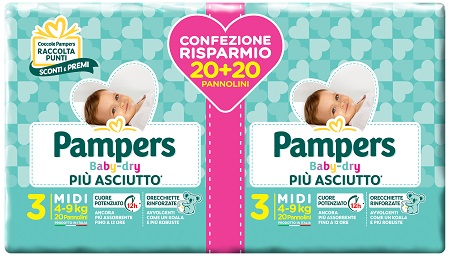 PAMPERS BABY DRY DUO DOWNCOUNT MIDI 40 PEZZI - Farmacia Artemisia di Montecuollo Dott. Angelo snc