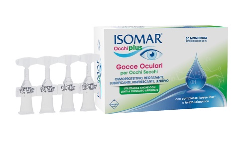 ISOMAR OCCHI PLUS GOCCE OCULARI PER OCCHI SECCHI ALL'ACIDO IALURONICO 0,25% 30 FLACONCINI MONODOSE - Farmacia Artemisia di Montecuollo Dott. Angelo snc