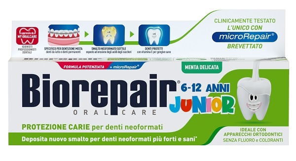 BIOREPAIR ORAL CARE JUNIOR 6-12 ANNI DENTIFRICIO PROTEZIONE ANTI CARIE SMALTO NEOFORMATO ALLA MENTA DELICATA 75 ML - Farmacia Artemisia di Montecuollo Dott. Angelo snc