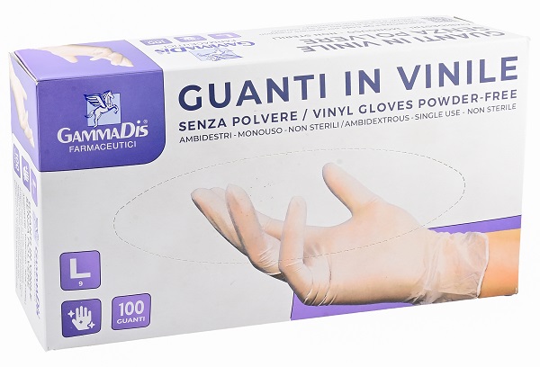 GUANTI VINILE SENZA POLVERE LARGE 100 PEZZI GAMMADIS - Farmacia Artemisia di Montecuollo Dott. Angelo snc