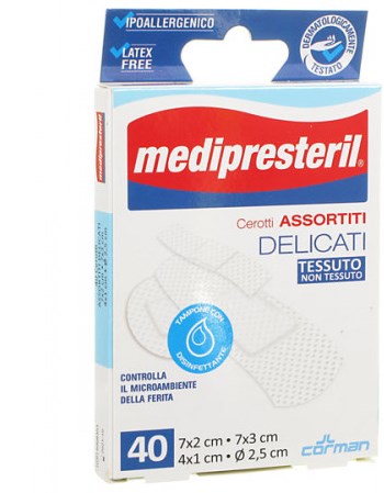 MEDIPRESTERIL CEROTTI DELICATI ASSORTITI 4 FORMATI 40 PEZZI - Farmacia Artemisia di Montecuollo Dott. Angelo snc